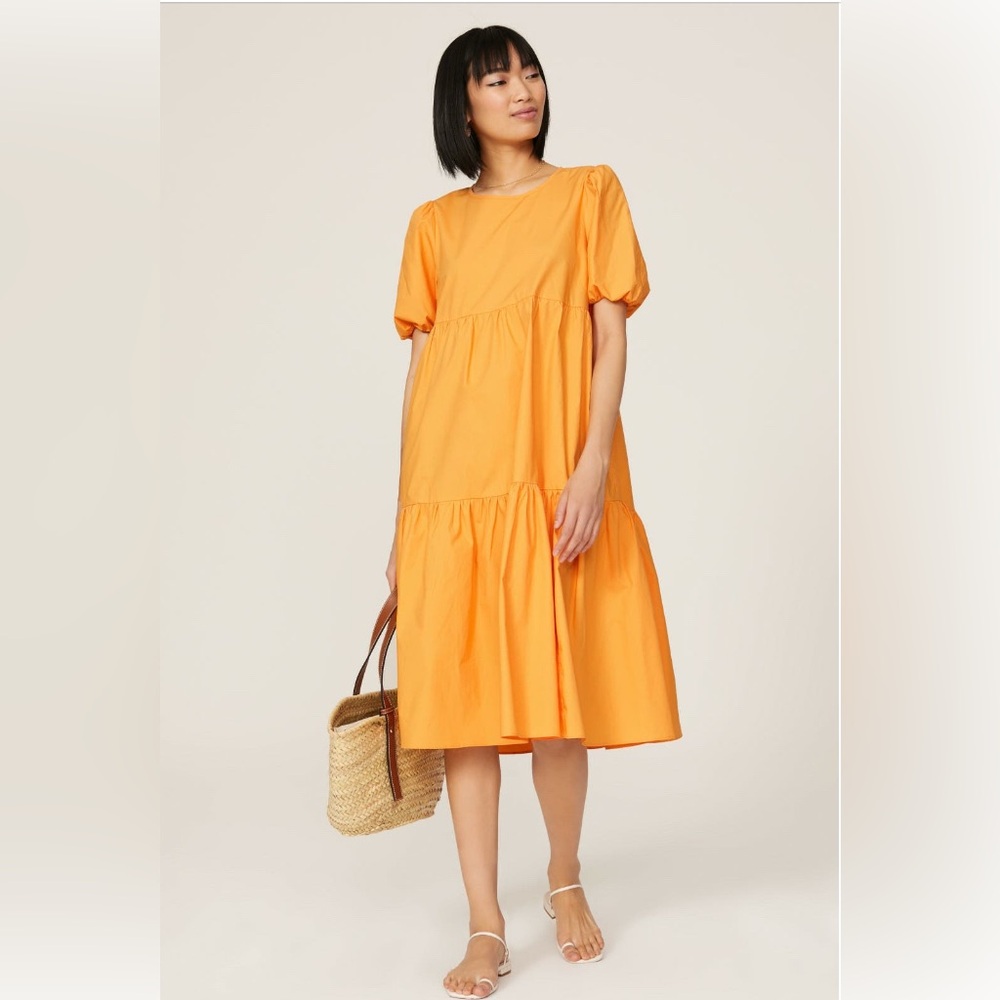 Peter Som Elegant Orange Midi Dress